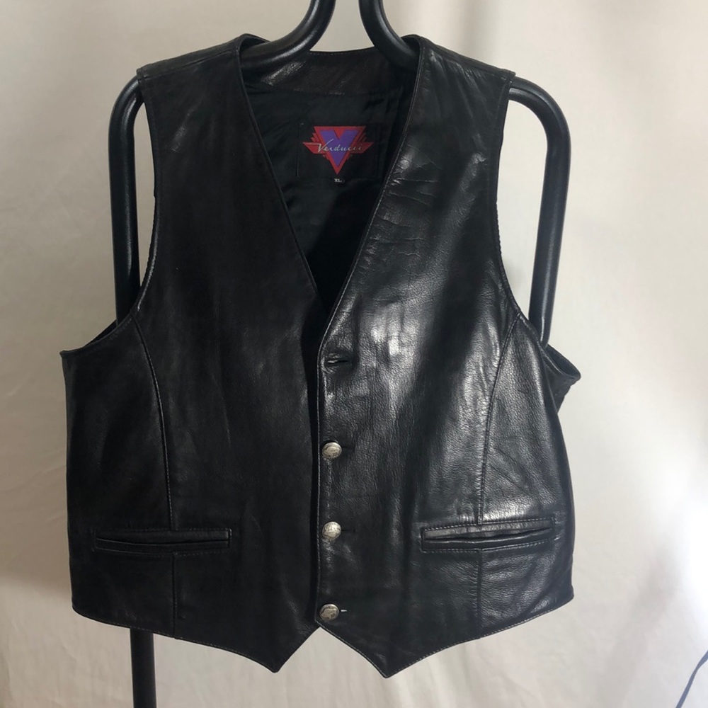 90’s leather vest with buffalo nickel buttons